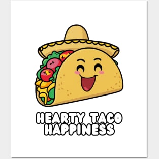 Happy Taco in Sombrero Hat Posters and Art